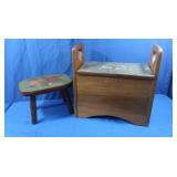 Wooden Storage Step Stool, Foot Stool