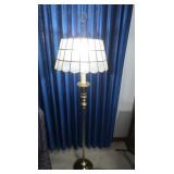 Brass Floor Lamp w/Beautiful Shade 60"