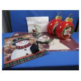 2 New Mr Santa Lighted Santa Ornaments, NIP Floor