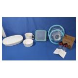 Glass Snapware, 3 Corningware pieces & more