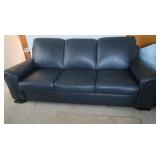 Blue Leather Couch 88x37x37" (great cond)