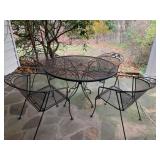 Metal Porch Table, 48" Round w/4 chairs-some