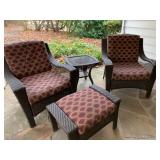 Porch Furniture, 2 Chairs, Ottoman, Small Table w/