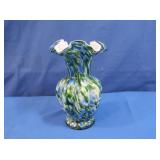 Fenton Art Glass Ruffled Vase Murrhina Aventurine