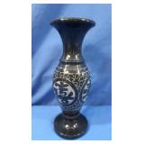 Black Etched Marble Vase