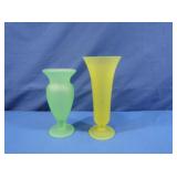 Uranium & Vaseline Satin Glass Vases