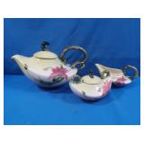 3 pc Hull USA Pottery Teapot, Creamer & Sugar