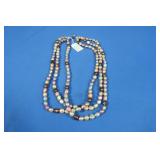 3-strand Pastel & Earth Tone Pearl Necklace