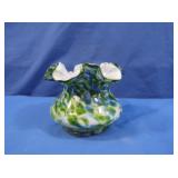 Fenton Art Glass Ruffled Vase Murrhina Aventurine
