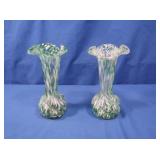 Swirl Art Glass Bulbous Vases