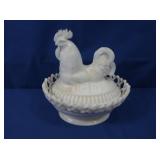 Imperial Milk Glass Lidded Rooster