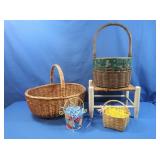 Baskets, Rush Seat Stool & Decor