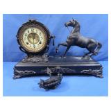 Antique Metal Clock w/Uranium Face (Glaze)-chimes