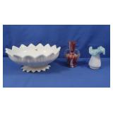 Westmoreland Lotus Bowl, 2 Art Glass Pieces