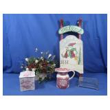 Red Transferware, Snowman Wood Sled & more