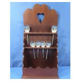 Williamsburg Mahogany Spoon Rack, Pewter Spoons