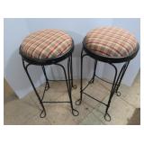 Wrought Iron Metal Stools w/upholstered seat 25"H