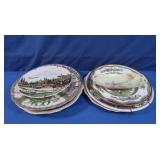 Plates-England, Copeland, Ironstone, Flow Blue