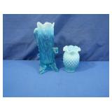 EAPG Northwood Blue Opalescent Tree Trunk Vase,
