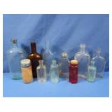 Glass Bottles incl Ruby Flash, Blue, Amber