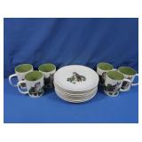 Fitz & Floyd (Japan)-8 Plates, 6 Mugs