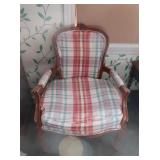 Fabric Lines Wooden Lounge Chair 26Lx20Dx37"H
