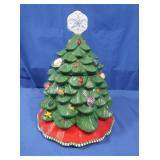 Temptations Christmas Tree Cookie Jar w/Tongs