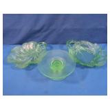 Uranium Glass Candlestick, Trays
