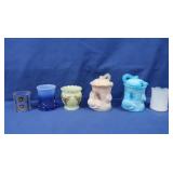 Toothpick Holders-Uranium, Blue Milk Glass, EAPG
