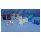 Toothpick Holders, Ruby Flash, Blue w/Gold Accent