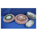 Plates-Red Transferware, German Side Dishes &
