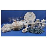Goose Dish Lot Stoneware Plates, Glasses & more