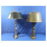 Vintage Avocado Green Metal Table Lamps, Brass