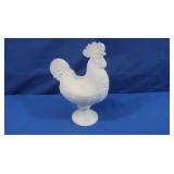 Milk Glass Lidded Standing Rooster