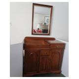 Cherry Dry Sink Cabinet 37Lx19Dx36"H w/Mirror