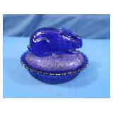 Westmoreland Cobalt Lidded Rabbit Dish