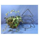 Faux Ivy Basket, Metal Tree Plate Stand
