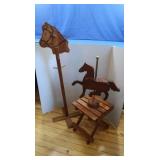 Wooden Horse, Clothes Hanger & small Stool