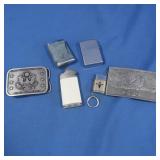Vintage Metal Belt Buckles & Lighters