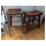Solid Wood Stool 18Wx21"H, Wood/Metal Bar Stool