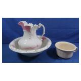 Dresden Porcelain Wash Basin, Pitcher, Urn