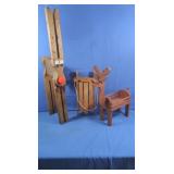 Handmade Wooden Reindeer & Sled