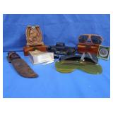 Wooden Boxes, Shoebrush, Knife