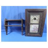 Antique EN Welch 30-hour Brass Clock & Shelf
