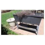 Outdoor Plastic Planter 45x18x34" & Lg Flower Pot