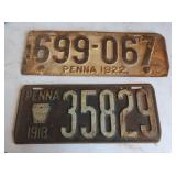 2 Antique License Plates