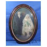 Antique Oval Bubble Frame-Wedding Couple 23x17"