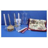 Candles, Candlesticks, Table Runner