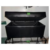 Faux Leather Navy Ottoman w/Storage