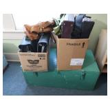 Wooden Box 32x16x13" plus several Briefcases/Bags